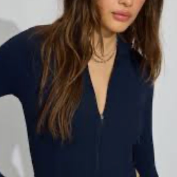 GapFit Recycled Brushed Power Zip Up Hoodie Jacket Dark Blue Size M EUC! - Picture 2 of 7